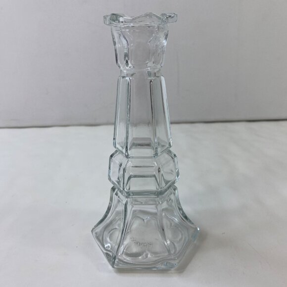 Libbey Gibraltar Clear Glass Rook Bud Vase Set 2 Candle Stick Holders Vintage - Picture 2 of 6